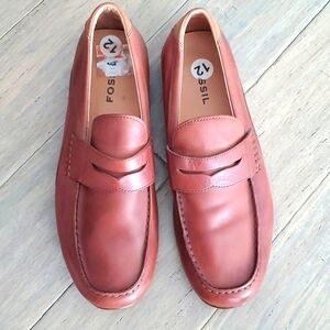 Fossil brown leather loafers shoes size 12